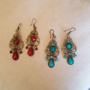 Retro ornate earrings duo